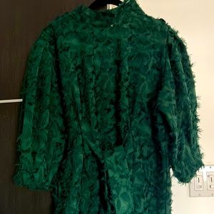 Zara green textured midi dress, limited edition, XL
